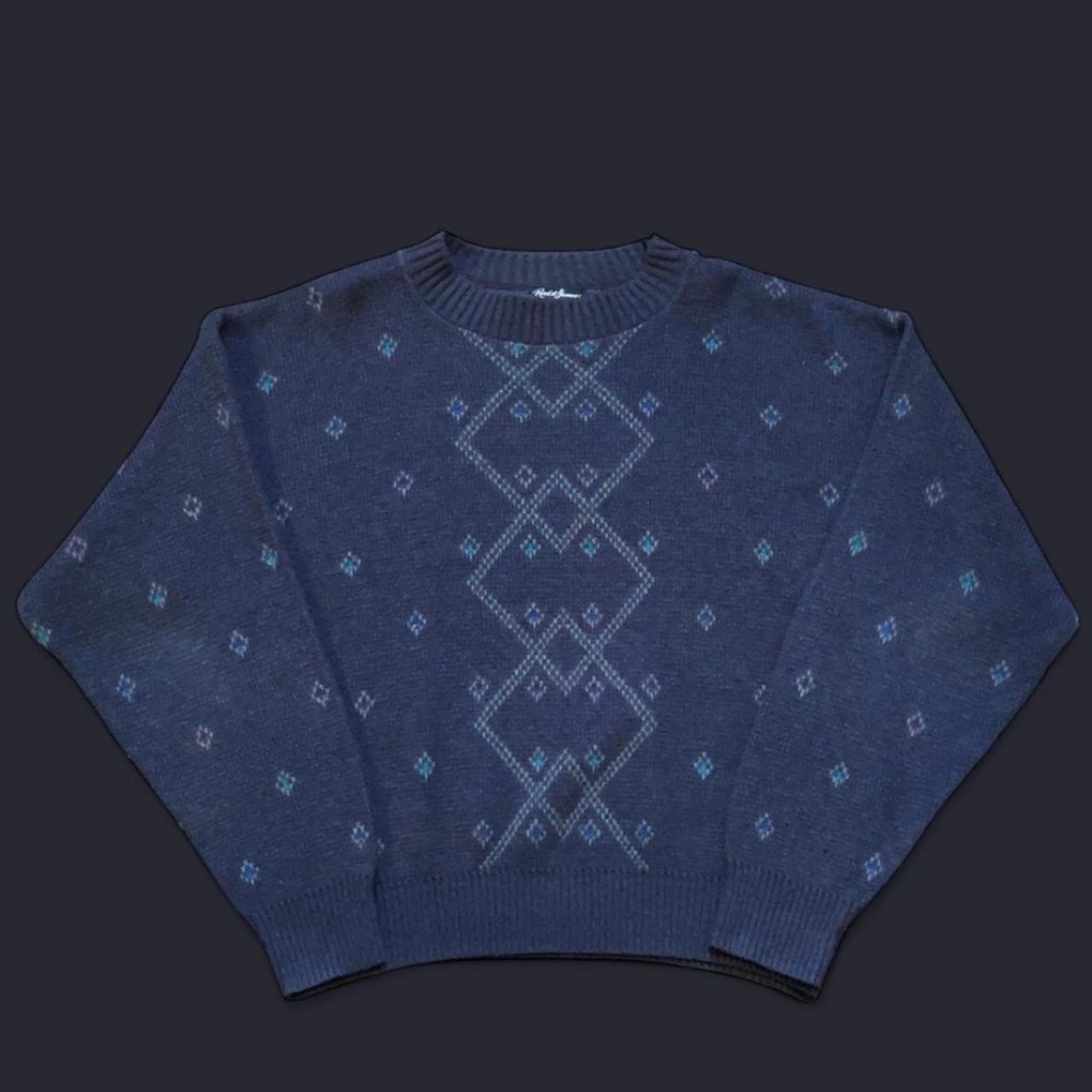 Men's Blue Patterned Sweater
